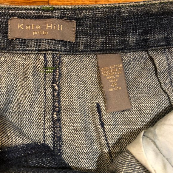 WOMENS KATE HILL BLUE SEQUINED RAW EDGE A-LINE DENIM SKIRTS 4P - Picture 6 of 7